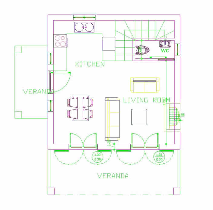 2 bed villa ground floor plans